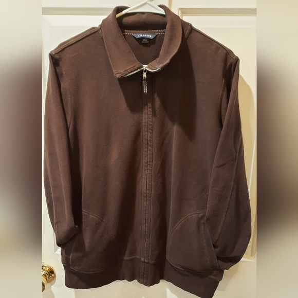 Lands' End Tops - Lands End Sweatshirt Woman Large Brown Zip Up Outdoor Preppy Comfort Casual